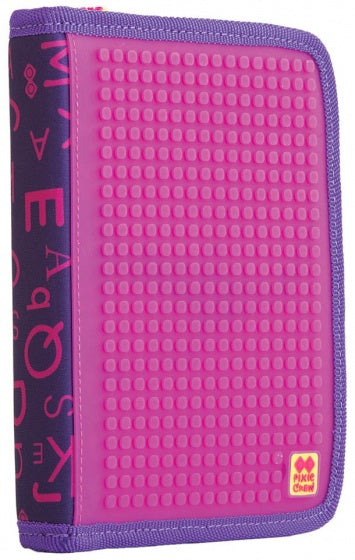 etui met siliconen zijkant en pixels 19 cm fuchsia/paars