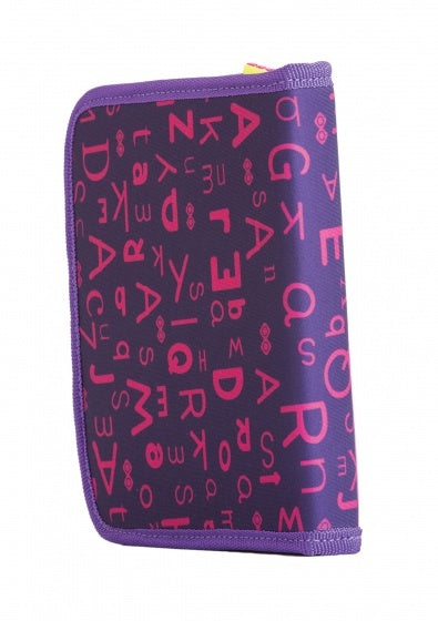 etui met siliconen zijkant en pixels 19 cm fuchsia/paars