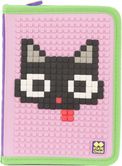 etui met siliconen zijkant en pixels 19 cm roze/paars