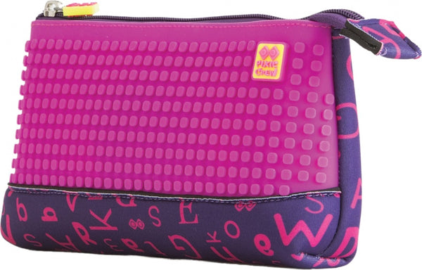 etui met siliconen zijkant en pixels 20 cm paars