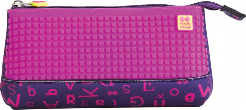 etui met siliconen zijkant en pixels 20 cm paars
