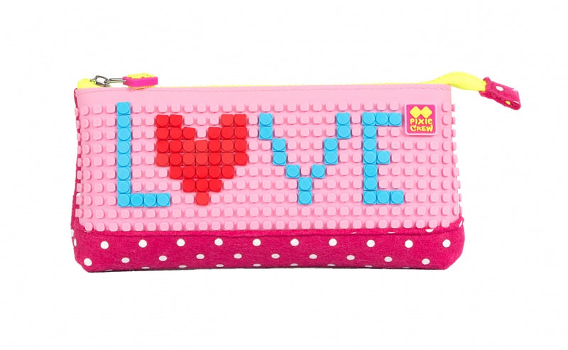 etui met siliconen zijkant en pixels 20 cm roze