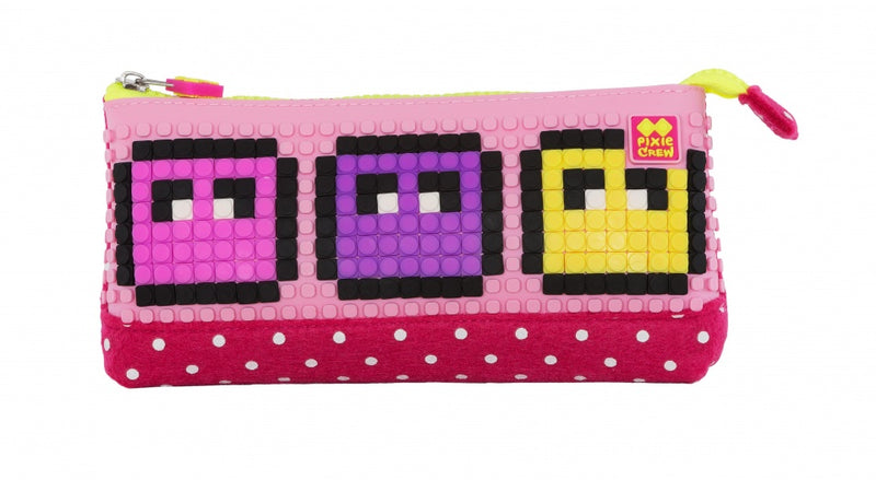 etui met siliconen zijkant en pixels 20 cm roze