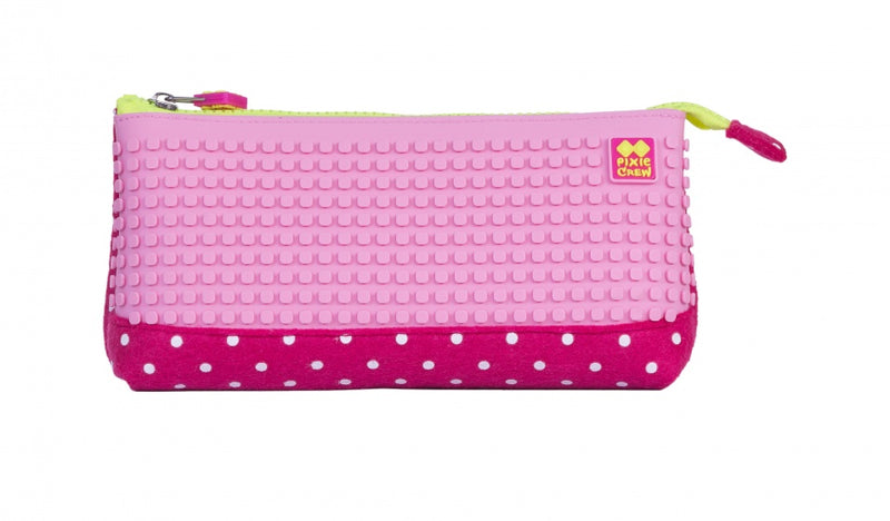 etui met siliconen zijkant en pixels 20 cm roze