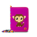 etui met siliconen zijkant en pixels fuchsia 19 cm