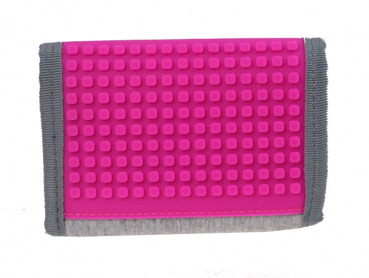 portemonnee met paneel 13 cm grijs/fuchsia