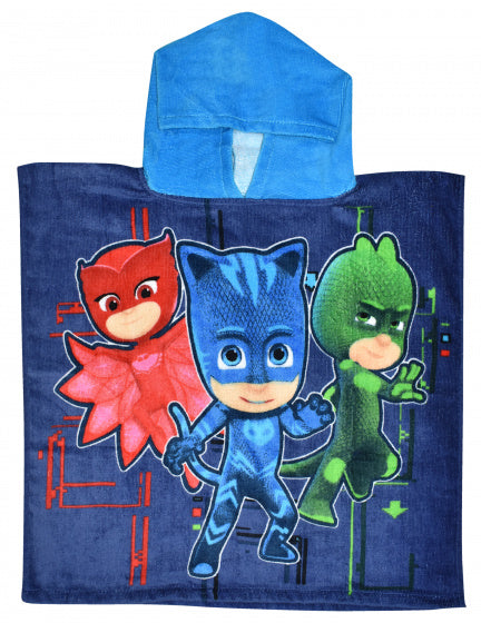 badponcho PJ Masks junior 100 cm katoen lichtblauw/blauw