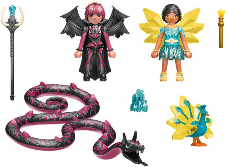 Playmobil Adventures Crystal Fairy en Bat Fairy en totemdier