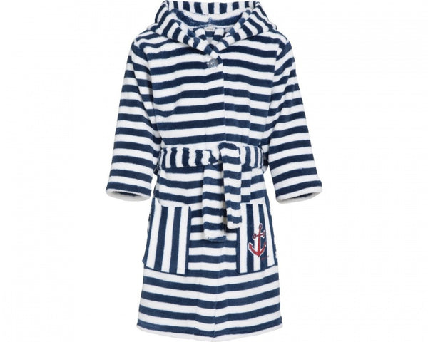 badjas gestreept junior blauw/wit maat 98/104