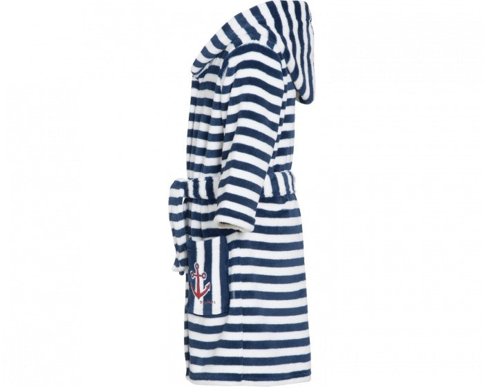 badjas gestreept junior blauw/wit maat 98/104