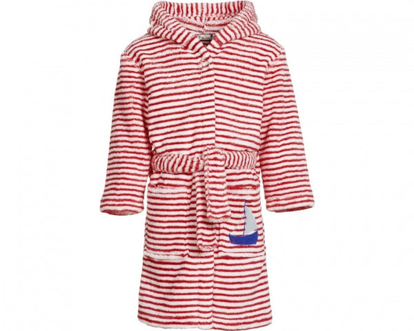 badjas gestreept junior rood/wit maat 98/104