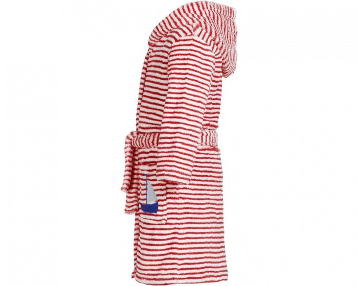 badjas gestreept junior rood/wit maat 98/104