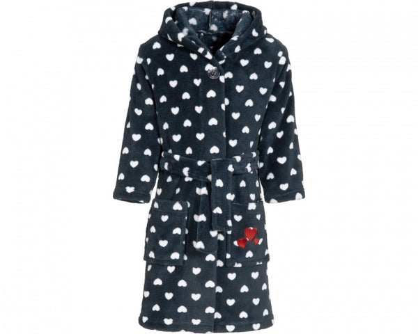 badjas hartjes junior blauw/wit maat 98/104