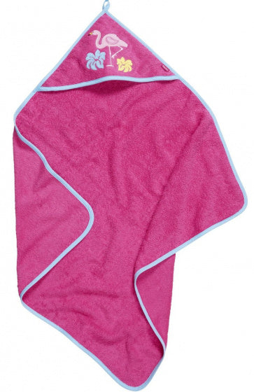 badponcho flamingo junior 75 cm katoen roze maat S