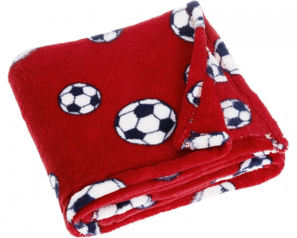 fleecedeken voetbal 75 x 100 cm rood