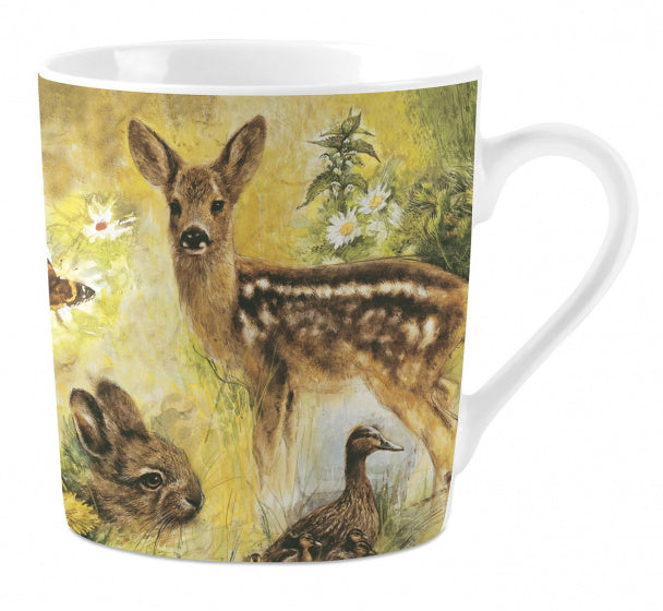 mok Rien Poortvliet bosdieren 240 ml keramiek wit