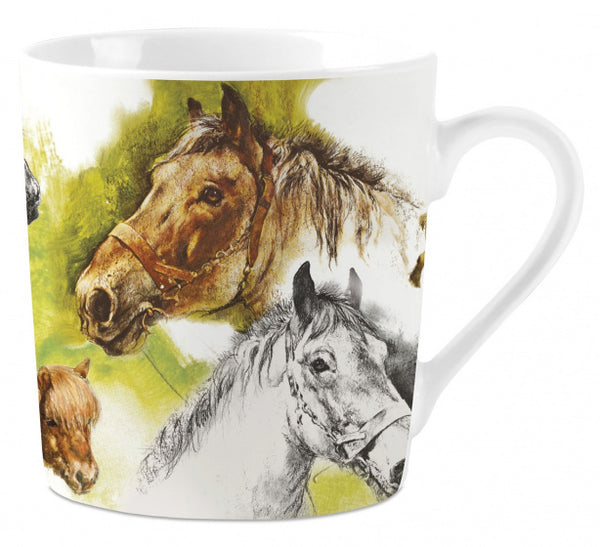 mok Rien Poortvliet paarden 240 ml keramiek wit