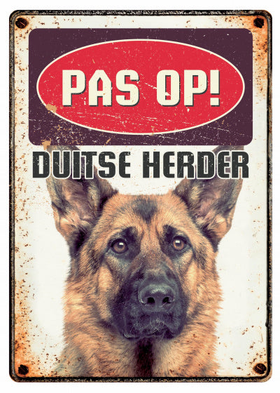 Plenty Gifts Waakbord Blik Duitse Herder 15X21 CM