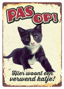 Plenty Gifts Waakbord Blik Verwend Katje 15X21 CM