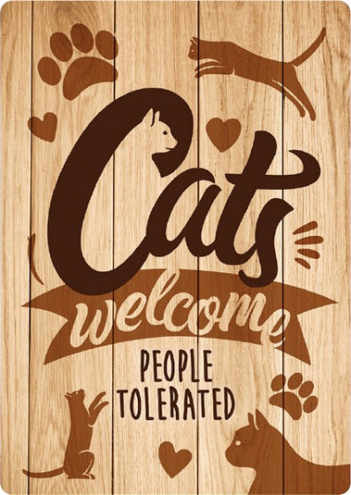 Plenty Gifts Waakbord Blik Cats Welcome People Tolerated 21X15 CM