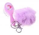 haarborstel en pom-pom sleutelhanger eenhoorn 12 cm paars
