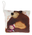 mini kussen met lus Masha en de beer 13 cm geel