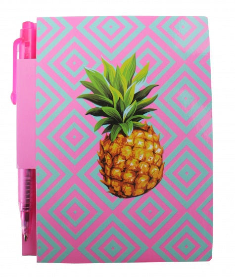 notitieboekje ananas met pen 8 x 11 cm roze