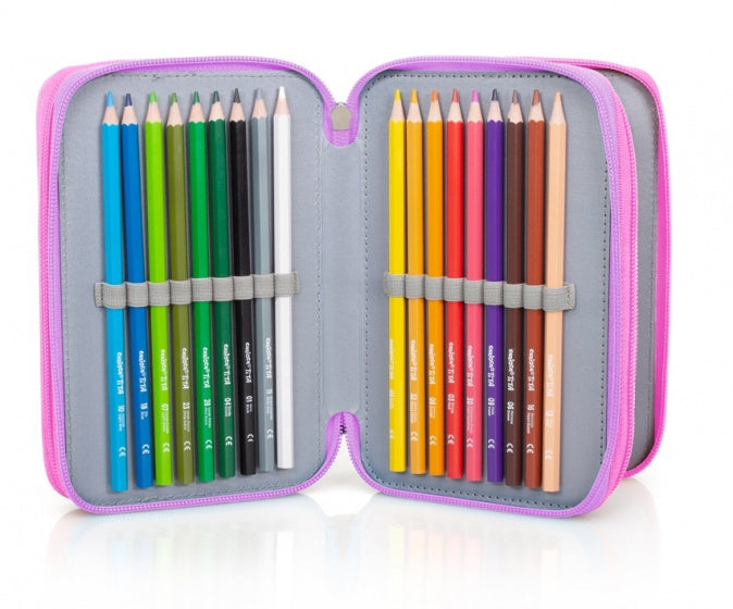 etui meisjes 20 x 13 x 6,5 cm polyester roze 9-delig