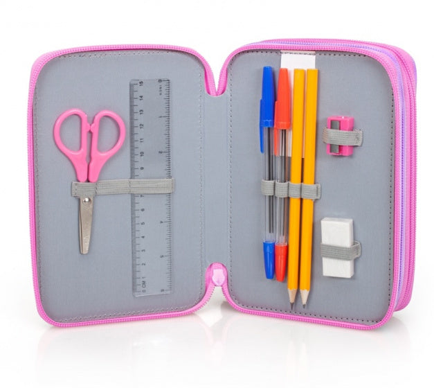 etui meisjes 20 x 13 x 6,5 cm polyester roze 9-delig
