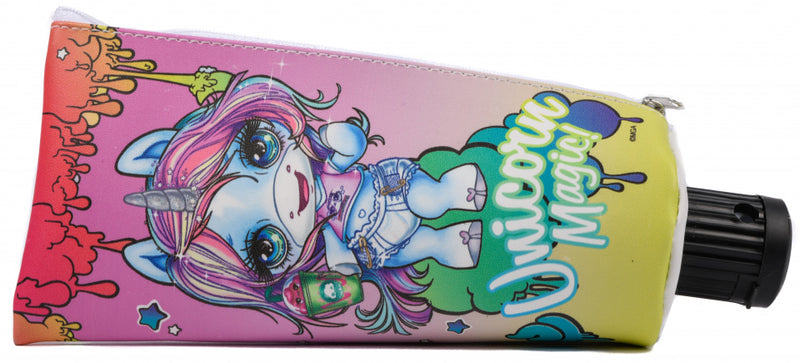 etui met puntenslijper Unicorn Magic 15 cm paars/geel