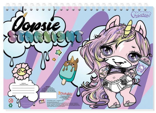 tekenboek Poopsie Starlight 33 cm papier paars 3-delig