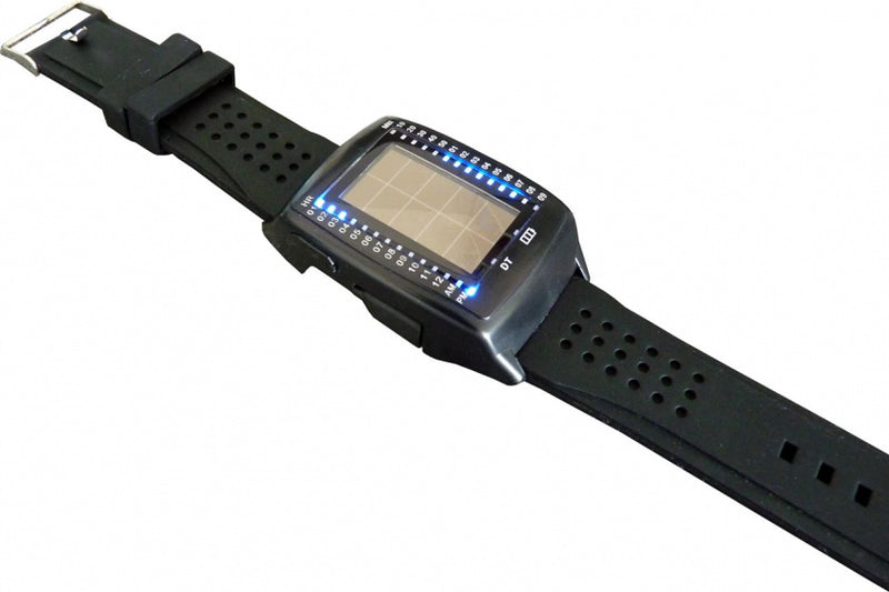 horloge met powerbank 27 x 4 cm siliconen zwart