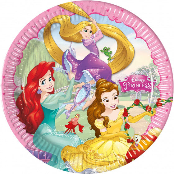 feestborden Princess Dreaming 23 cm karton roze 8 stuks