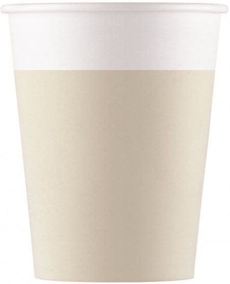 bekers 200 ml 8 cm karton beige/wit 8 stuks