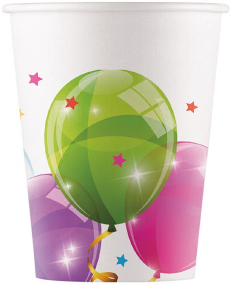 bekers ballonnen junior 200 ml 8 cm karton wit 8 stuks