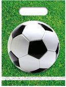 uitdeelzakjes Football Party 23 x 16 cm groen/wit 6 stuks