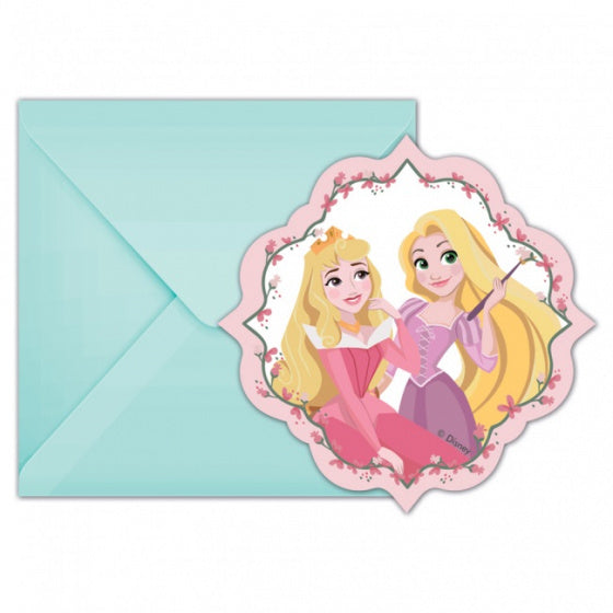 Uitnodigingen Disney Prinses, 6st.