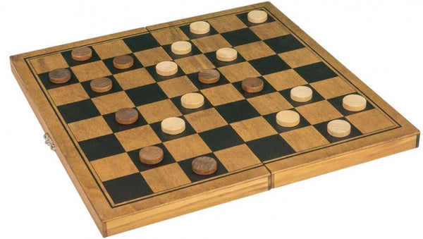 damspel Draughts 29 x 29 cm hout bruin
