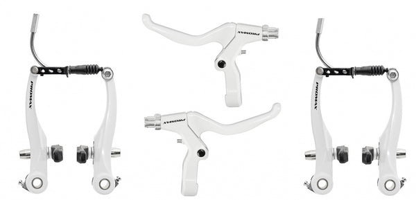 remset V-brake met remgrepen aluminium wit