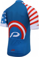 fietsshirt P-Meteor heren polyester blauw/wit/rood mt 2XL