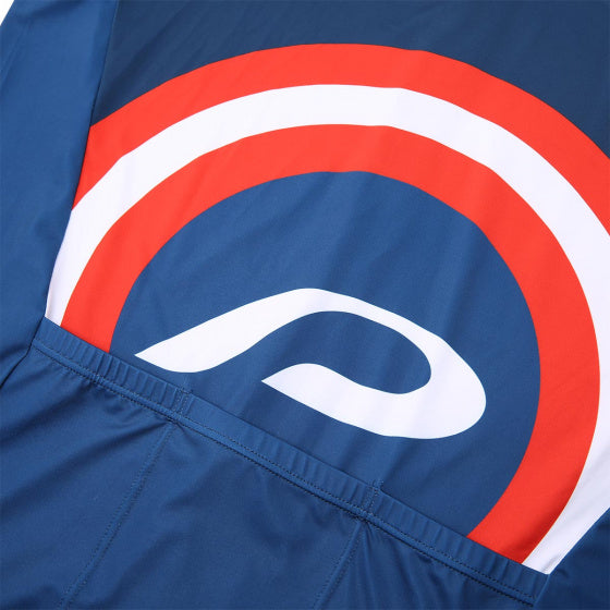 fietsshirt P-Meteor heren polyester blauw/wit/rood mt 2XL