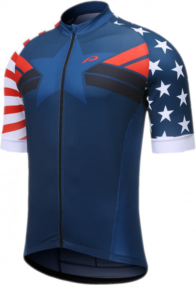 fietsshirt P-Meteor heren polyester donkerblauw mt L