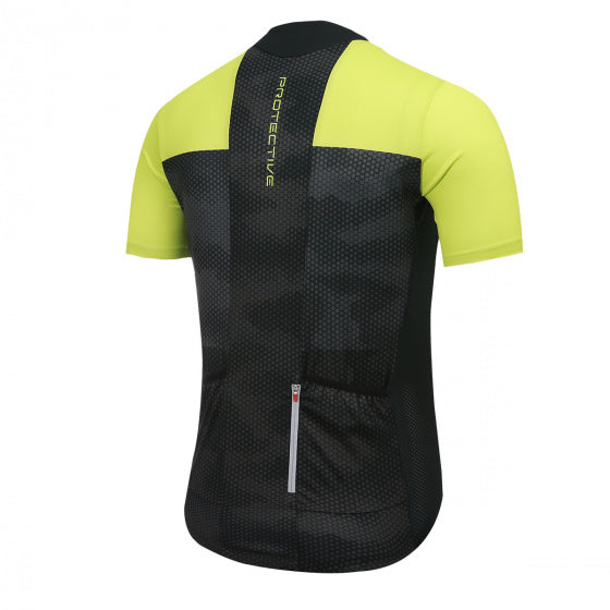 fietsshirt P-Transform heren polyester zwart/lime mt 2XL