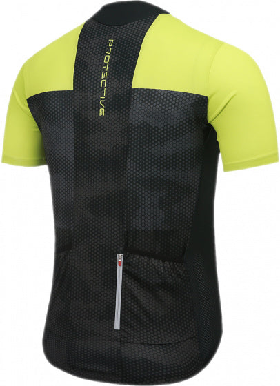 fietsshirt P-Transform heren polyester zwart/lime mt S