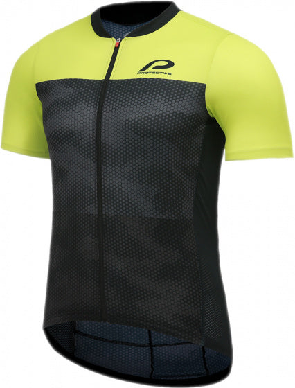 fietsshirt P-Transform heren polyester zwart/lime mt L