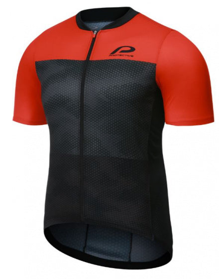 fietsshirt P-Transform heren polyester rood/zwart mt S