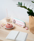 etui meisjes 21 x 7 cm polyester roze/wit