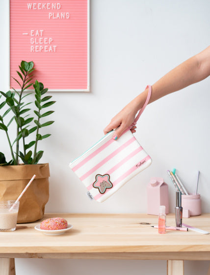handtas meisjes 23 x 16,5 cm polyester roze/wit