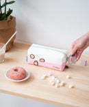 make-uptasje meisjes 19 x 9 cm polyester roze/wit