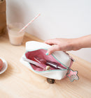 make-uptasje meisjes 19 x 9 cm polyester roze/wit